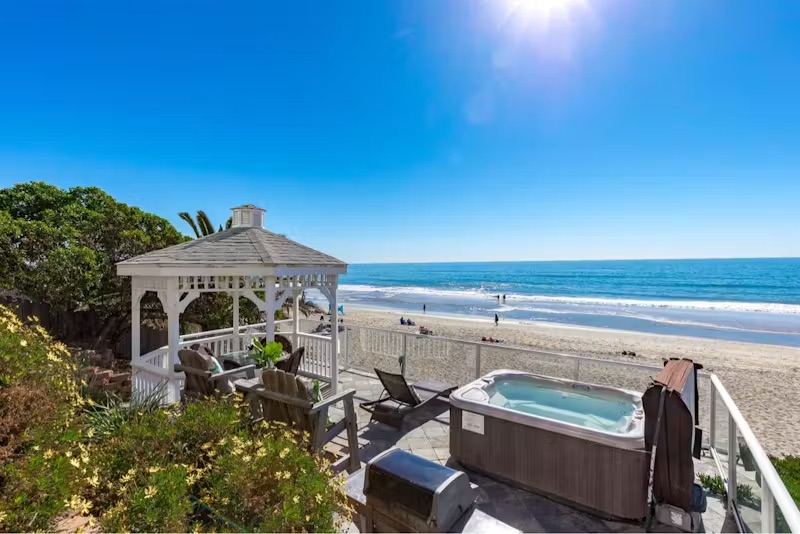Beachfront hot tub with gazebo