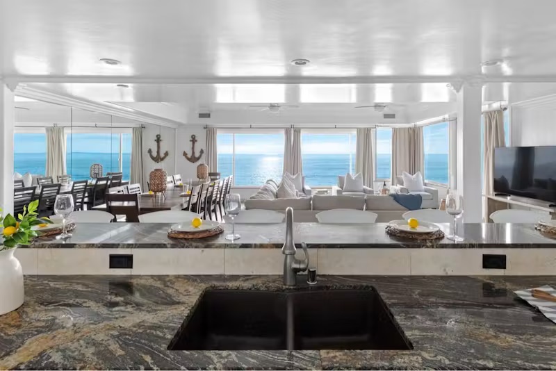 Kitchen with ocean view